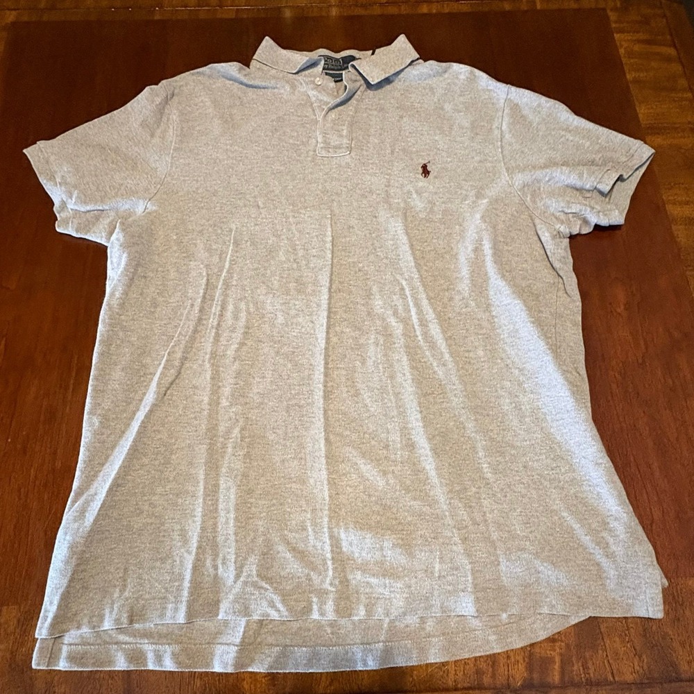 Polo Ralph Lauren Gray Pony Logo Polo Shirt XL Custom Fit Classic Preppy